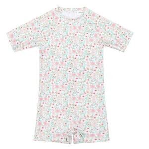 Minnow Unisex Floral Short Sleeved Rashguard Swimsuit One Piece Size 2
